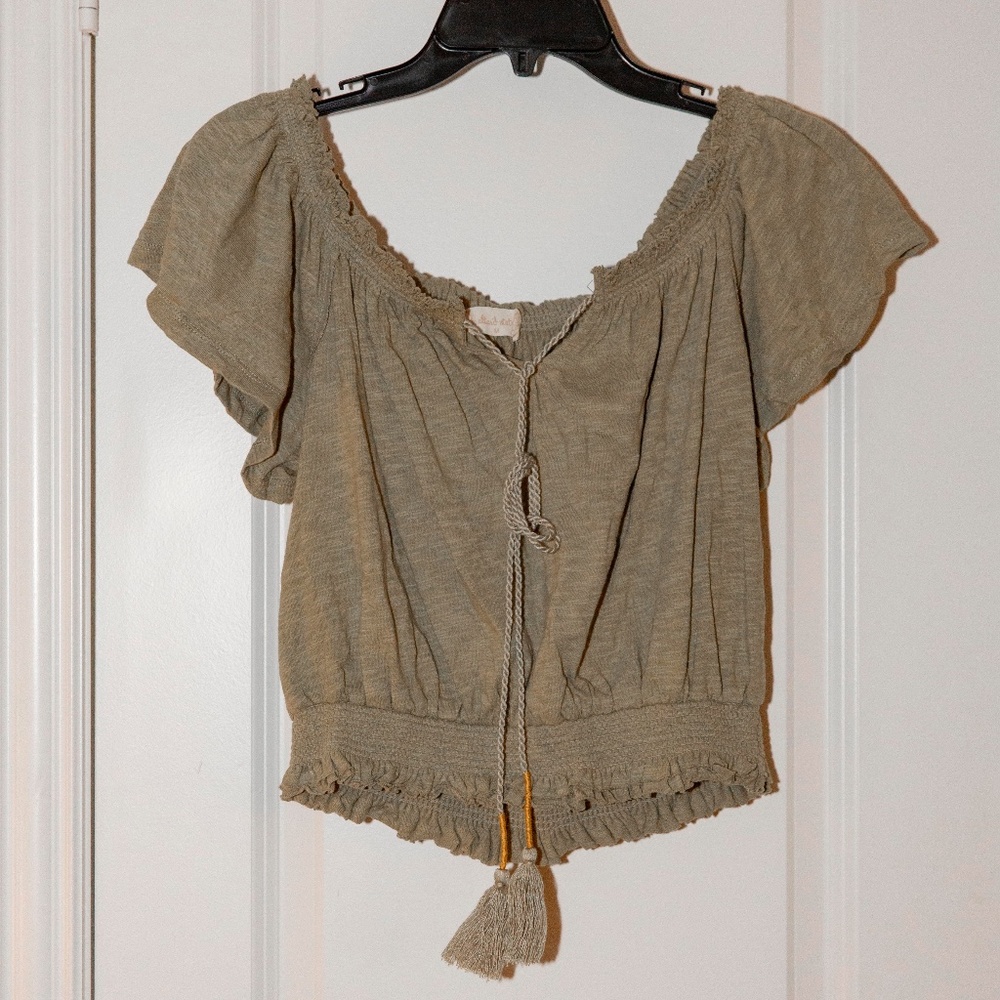 ALTAR'D STATE: Green off-the-shoulder Top